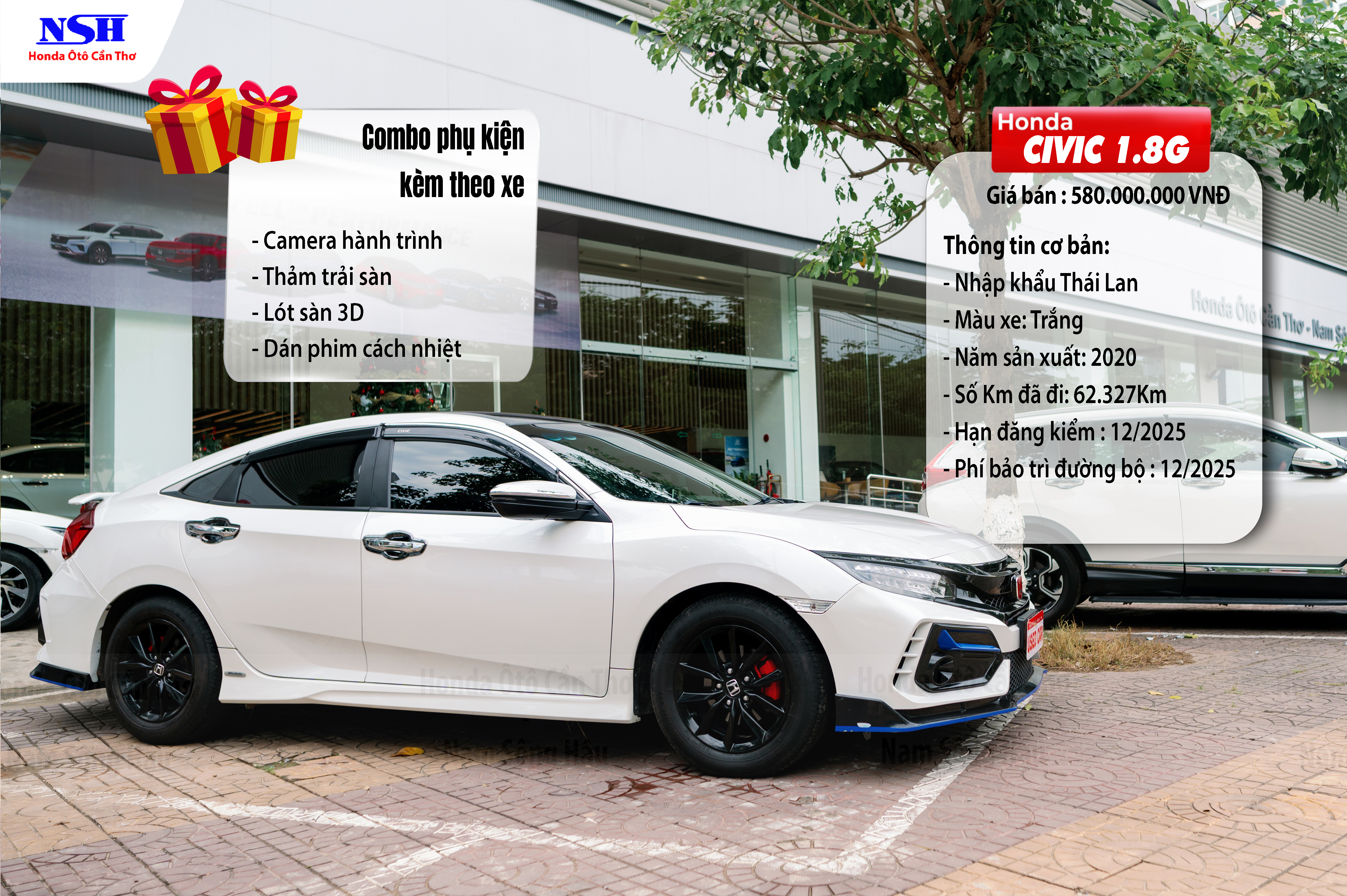 Honda Civic 1.8G màu trắng năm sản xuất 2020 (ĐÃ BÁN )